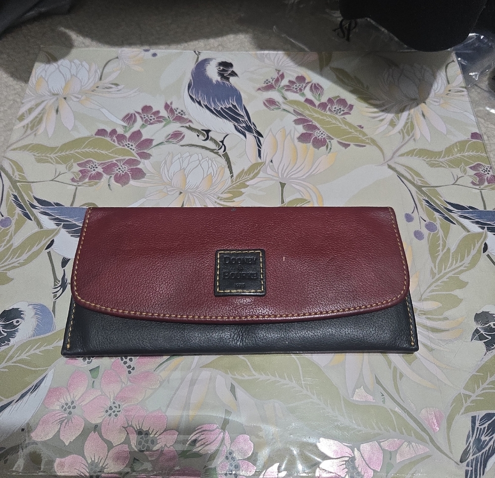 Dooney & Bourke Burgundy and Black Leather Continental Wallet